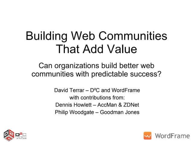 Building Web Communities That Add Value