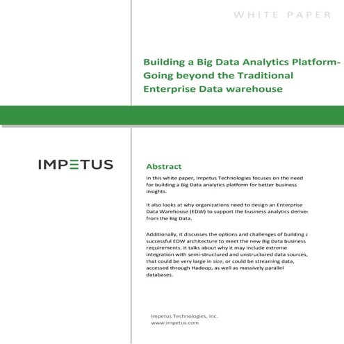 Building a Big Data Analytics Platform- Impetus White Paper