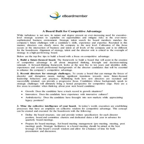 Build a board for competitive advantage