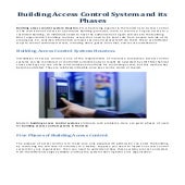 Building Access Control System and its Phases