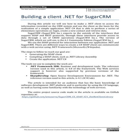 Building a Client .NET for SugarCRM