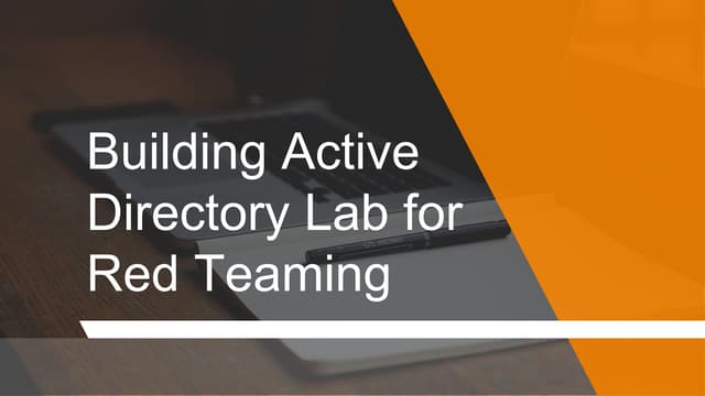Building active directory lab for red teaming