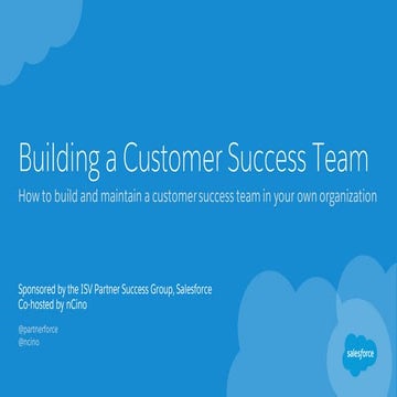 Building a Customer Success Team (July 14, 2016)