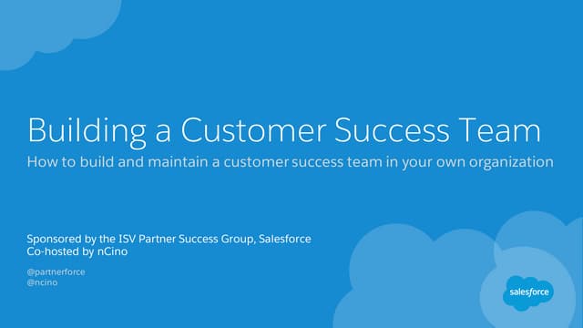 Building a Customer Success Team (July 14, 2016)