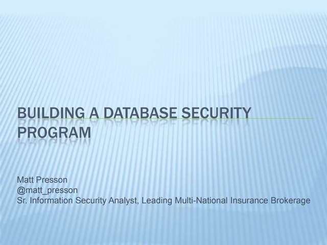 Building a database security program