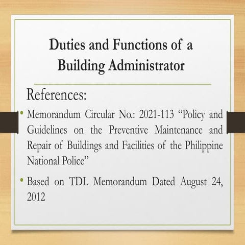 Comprehensive Duties and Functions of a Building Administrator in PNP ...
