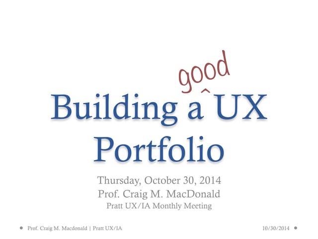 Building a (good) UX Portfolio