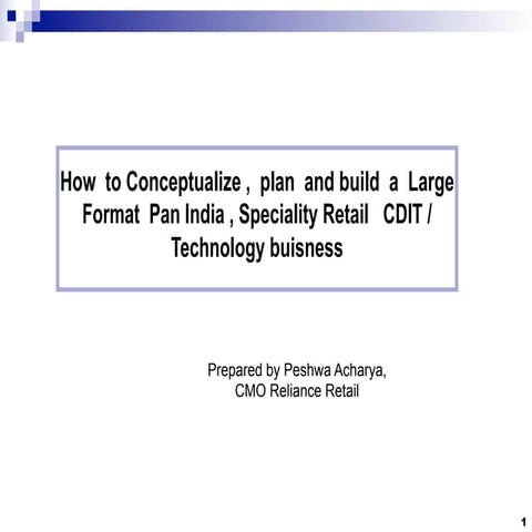 How to Build a Large Format  CDIT /  Specialty Store business 