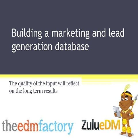 Building a marketing and lead generation database