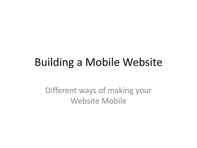 Building a mobile website
