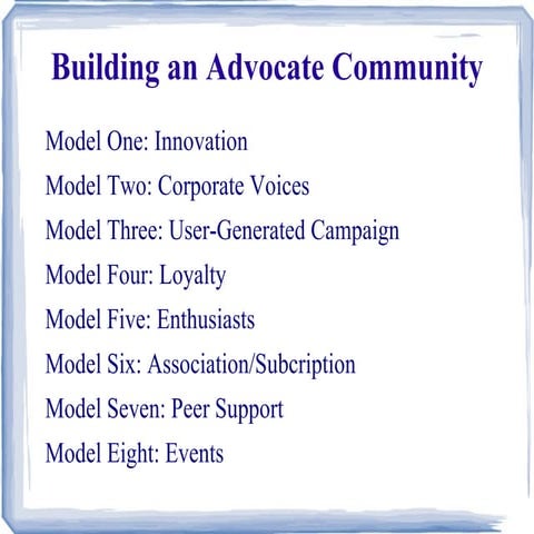 Building An Advocate Community