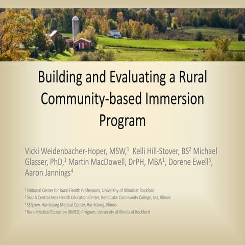 Building and evaluating a community-based, immersion rural health experience