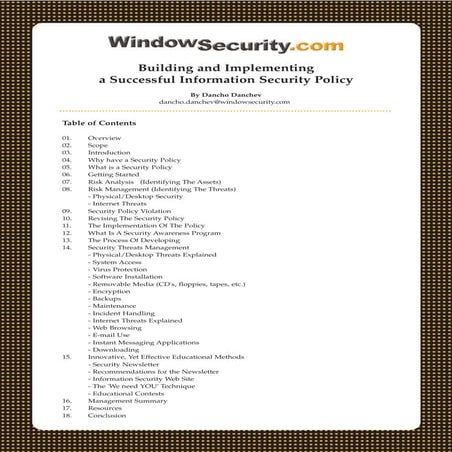 Building and implementing a successful information security policy