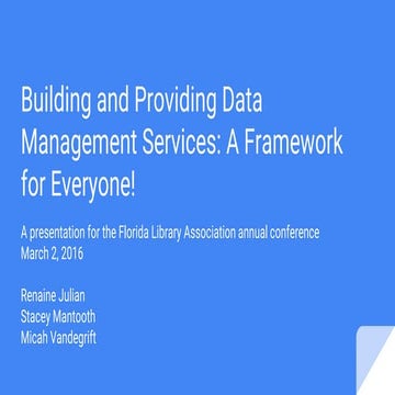 Building and providing data management services  a framework for everyone!
