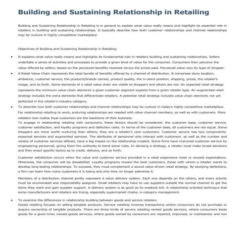 Building and sustaining relationship in retailing | DOCX