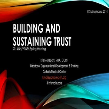 Building and Sustaining Trust for Leaders