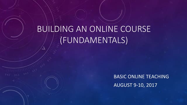 Building An Online Course Fundamentals Ppt Building An Online Course Fundamentals Ppt
