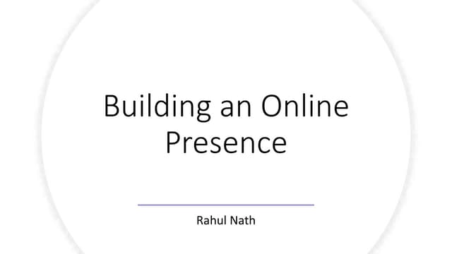 Building an Online Presence