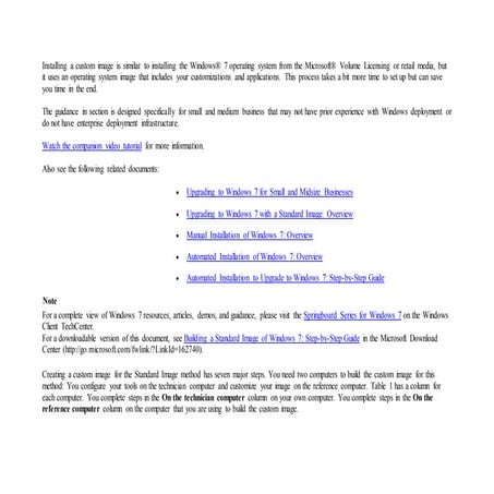 Building an standard image for windows7