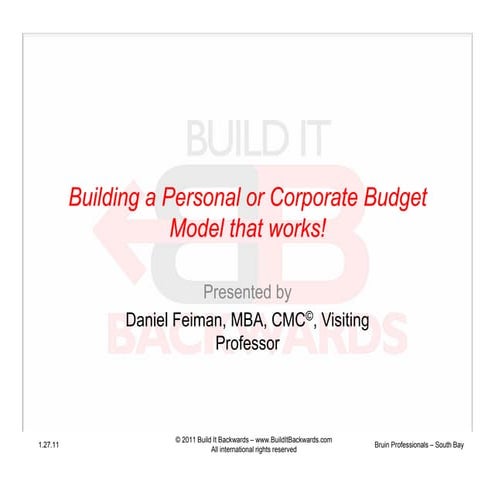 Building a personal or corporate budget model that works v2