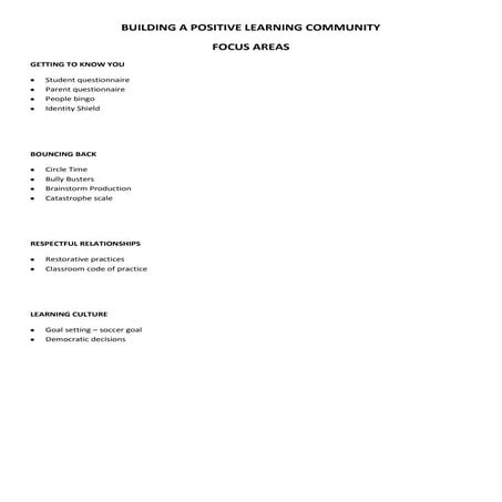 Building a positive learning community | DOCX