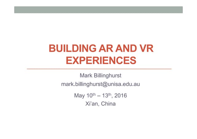Building AR and VR Experiences