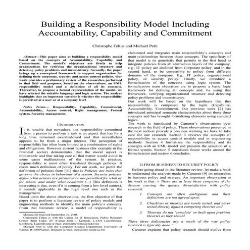 Building a responsibility model including accountability capability and commi...