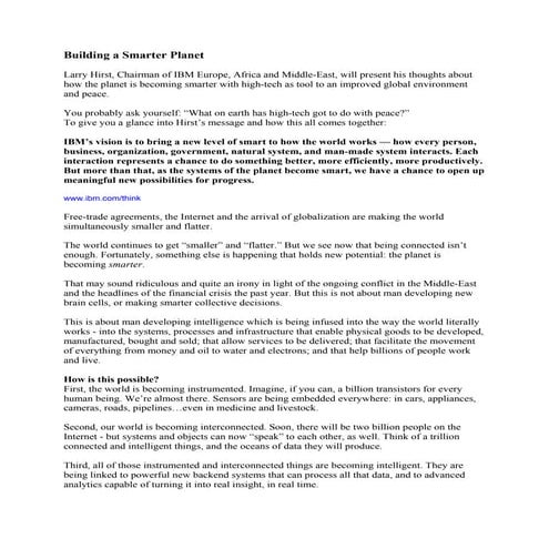 Building A Smarter Planet