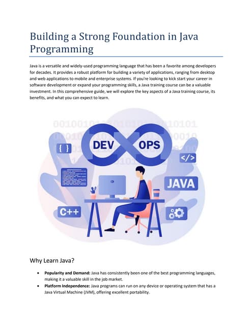 The best java Programming training institute | PPT