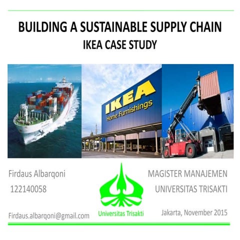 Building a sustainable supply chain IKEA CASE STUDY