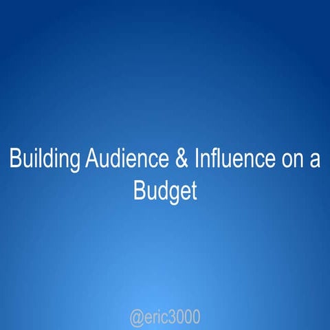 Building Audience & Influence on a Budget