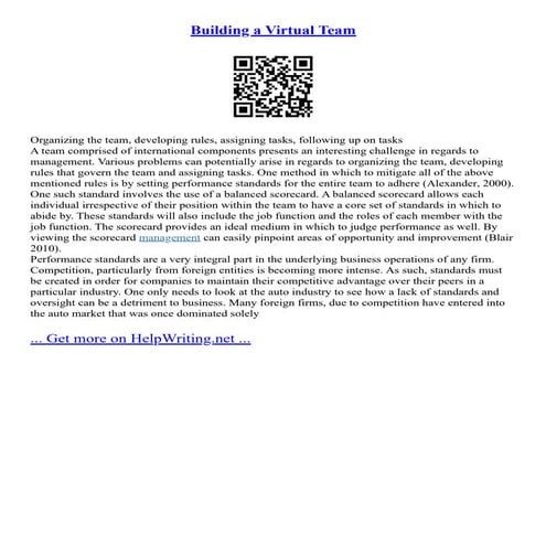 Building A Virtual Team