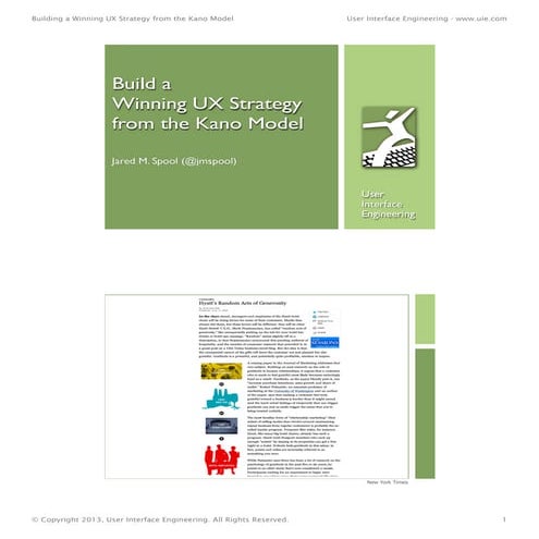Building a Winning UX Strategy from the Kano Model (Jared Spool) ProductCamp ...