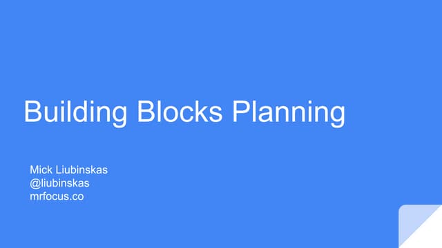 Building Blocks Planning For Tech S...