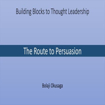 Building Blocks to Thought Leadership
