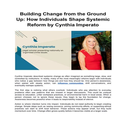 Building Systemic Reform from Individual Actions: Empowering Change | PDF