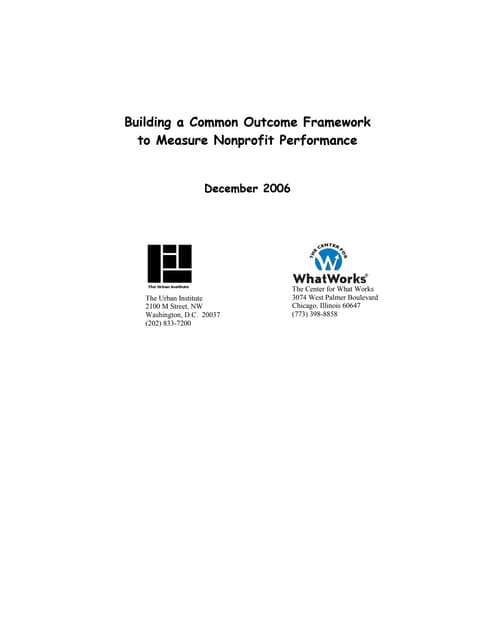 Building Common Outcome Framework