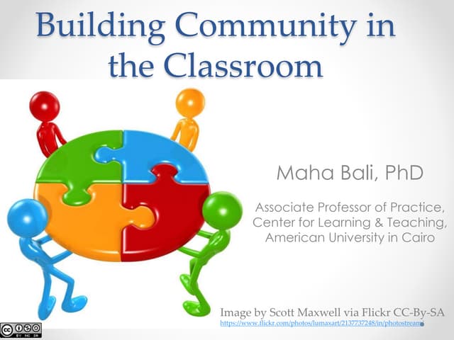 Building community in the classroom   maha bali