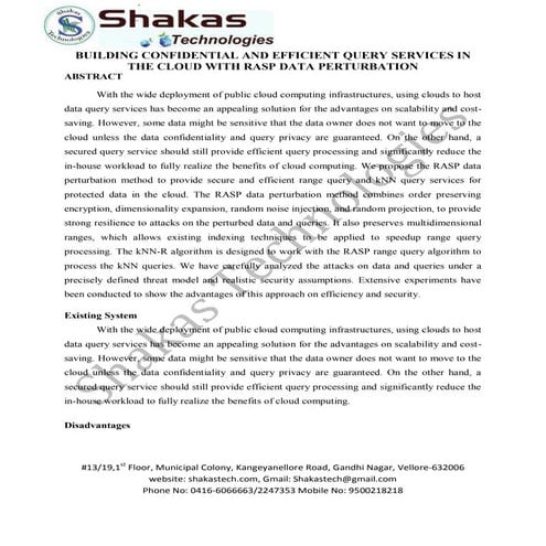 Building confidential and efficient query services in the cloud with rasp dat...