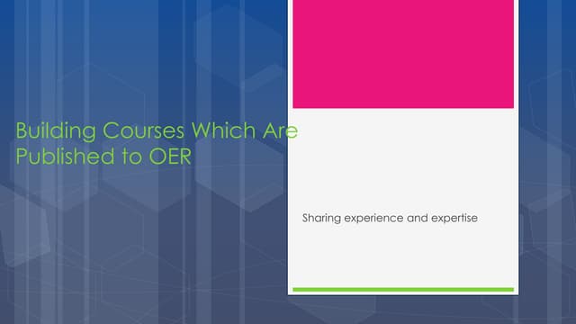 Building COETC Courses to Move to OER