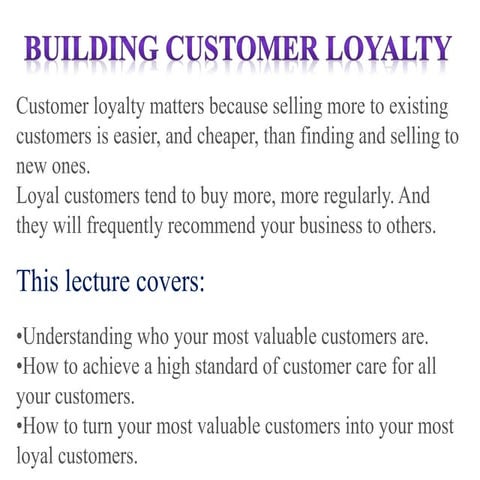 Building customer loyalty