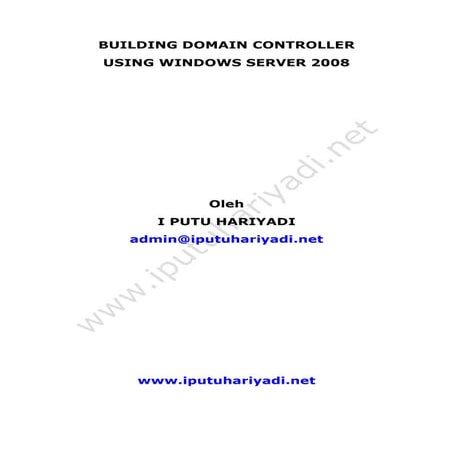 Building Domain Controller Using Windows Server 2008