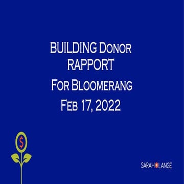 Building Donor Rapport