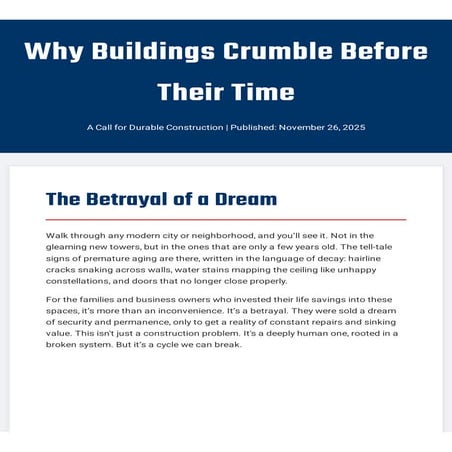 Why Buildings Crumble Before Their Time And How We Can Build a Legacy