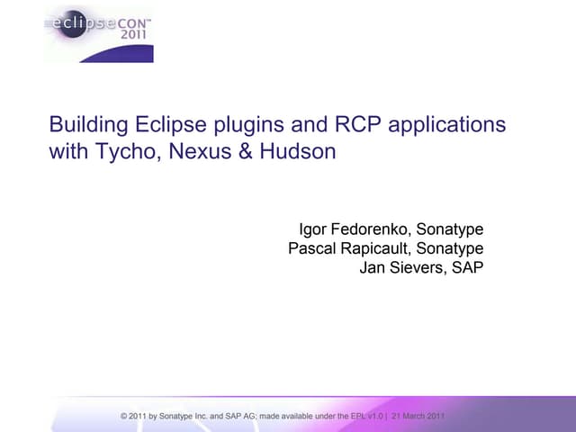 Building Eclipse Plugins with Tycho