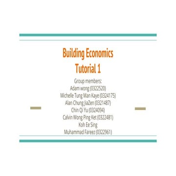 Building economics  tutorial 1