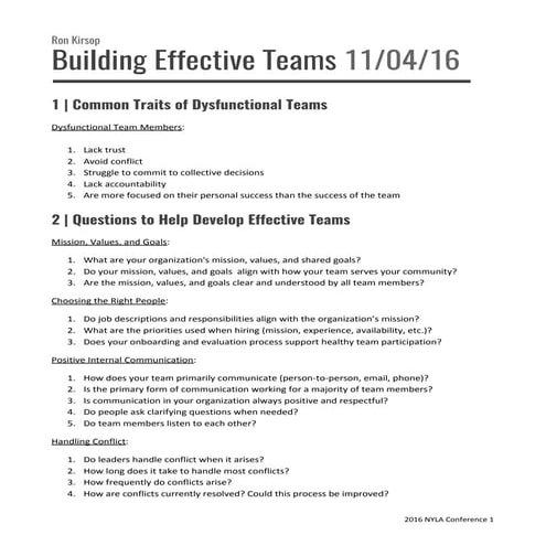 Building Effective Teams