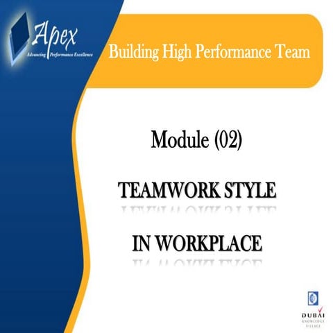 Building High Performance Teame module (02) Teamwork Style in Workplace ...