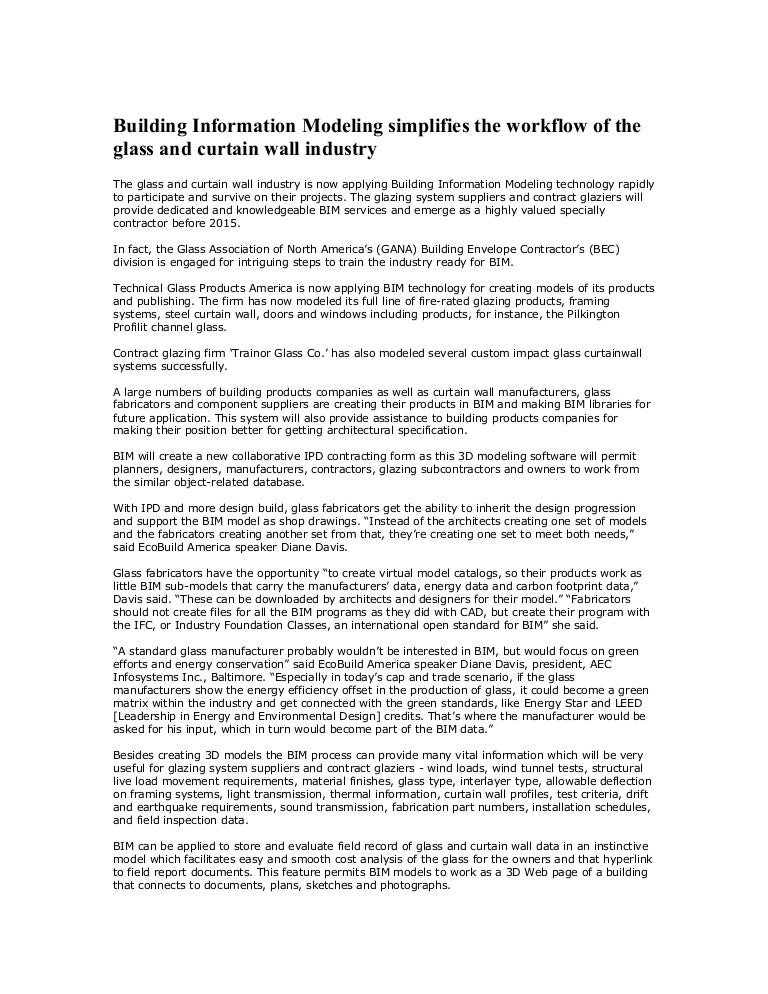 Building Information Modeling Simplifies The Workflow Of The Glass An