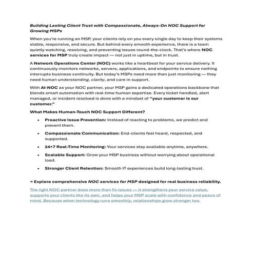 Building Lasting Client Trust with Compassionate, Always-On NOC Support for G...